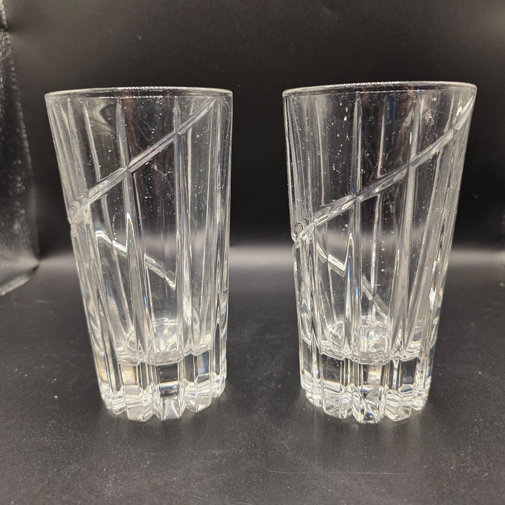 Retired Mikasa Crystal Northern Lights Highball Glasses Set‎ Of 2 Cut Glass 5.5"